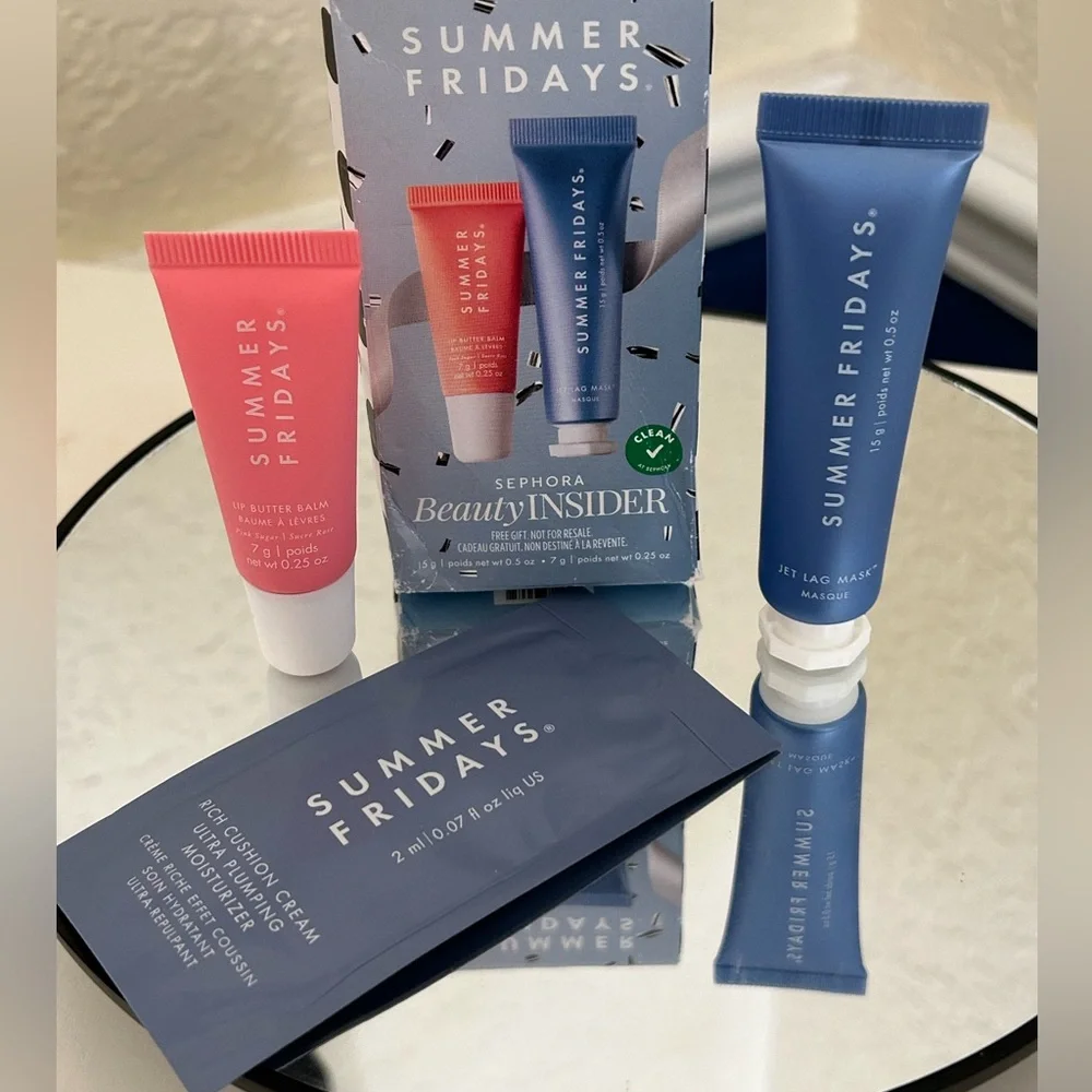 Summer Fridays Set—Jet Lag Mask & Pink Sugar Lip Butter + Sample Cushion Cream